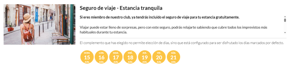 Seguro de viaje incluido en el club de fidelización